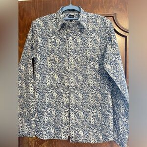 J Crew navy floral button shirt.